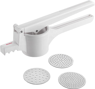 Metaltex - presse purée - presse purée - 3 disques interchangeables en inox - 36 cm - blanc