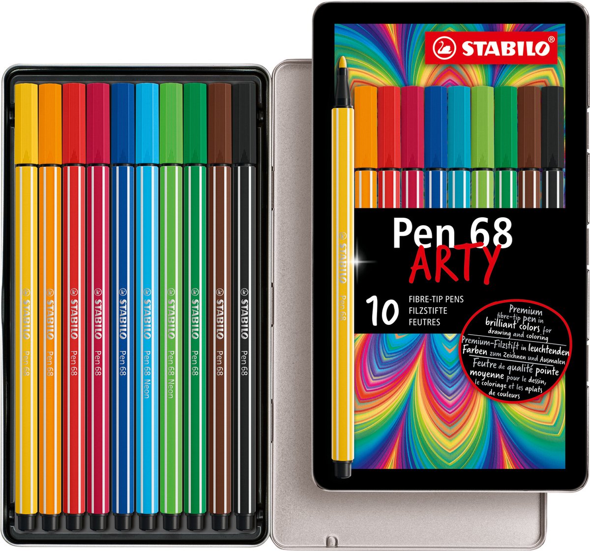 Stabilo Pen 68 en boîte en métal, 10kl.