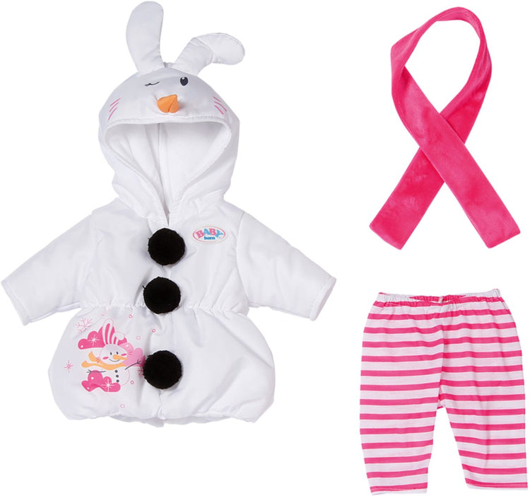 Costume bonhomme de neige Baby Born avec salopette, leggings et écharpe pour poupées de 43 cm