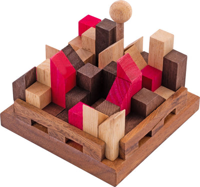 Puzzle de la ville de Longfield – casse-tête en bois – bois d'acacia – 11 pièces – jeu de puzzle de château – cœur d'ange
