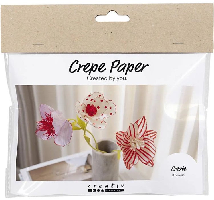 Creativ company mini hobby set papier crépon, fleurs, couleurs pastel, 1 boîte