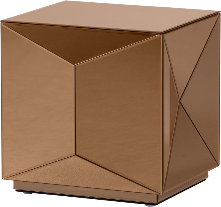 Table d'appoint Woood Glintz - verre miroir en bois - marron - 40x40x40