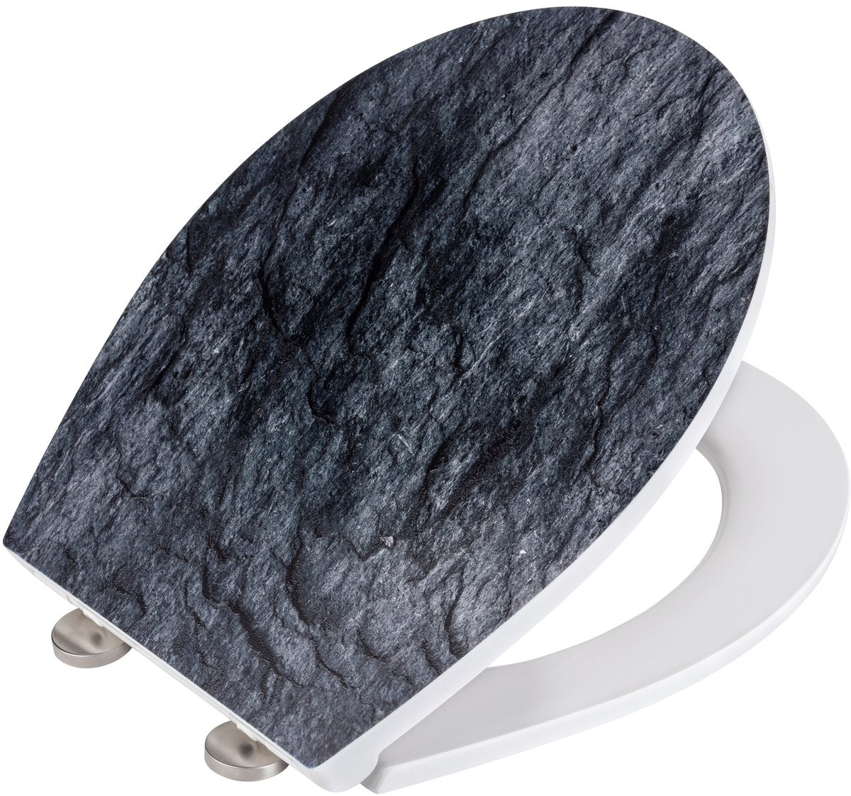 Abattant WC Wenko ardoise roche - duroplastique antibactérien avec impression structurée - fermeture soft-close easy-close - fixation fix-clip en acier inoxydable - décor d'abattant WC avec structure - abattant WC avec impression
