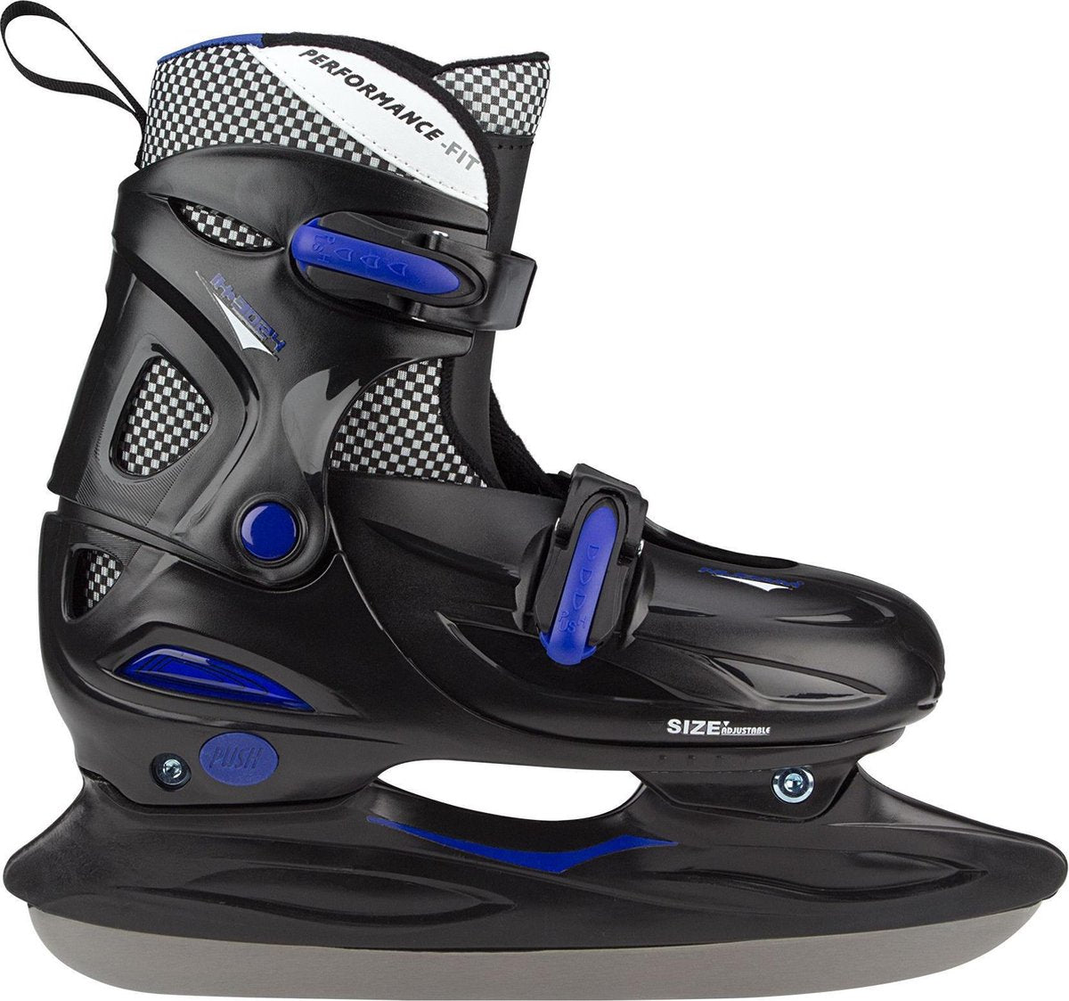 Patins pour enfants Nijdam réglables - patins de hockey sur glace - noir bleu - taille 27-30