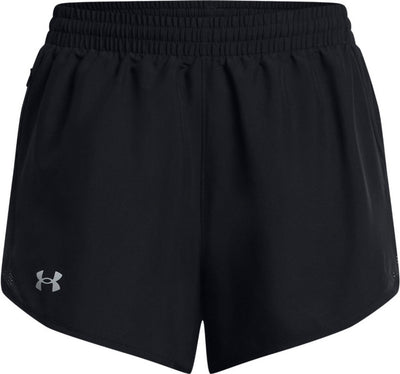 Under armour ua fly by 3'' shorts-blk pantalon de sport femme - noir - blanc - réfléchissant