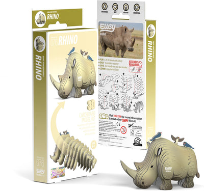 Puzzle 3D Eugy - rhinocéros - animaux sauvages - durable - collectionnez-les tous - 6 ans