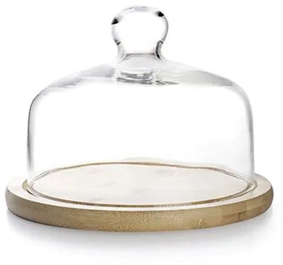 Plateau en verre Ibili 18 cm avec socle en bois transparent