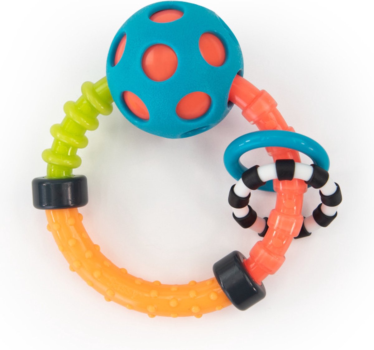 Sassy - anneau de dentition et hochet pour bébé - jouet coloré - hochet à anneau flexible