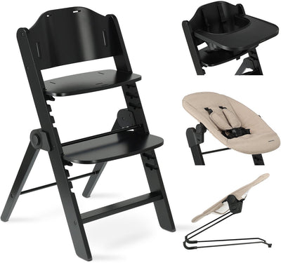 Chaise haute de luxe Deryan Odin avec transat - nougat noir