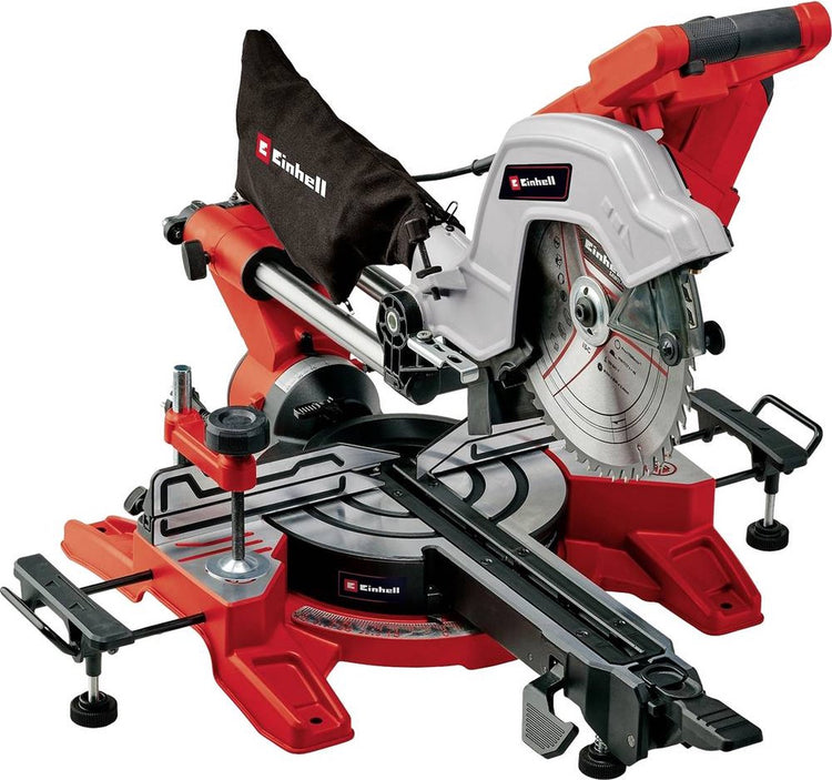 Scie à onglets radiale électrique Einhell te-sm 10 l dual - 1800w - ø254 mm - tête de scie inclinable à gauche et à droite - avec laser - incl. Lame de scie 48 dents