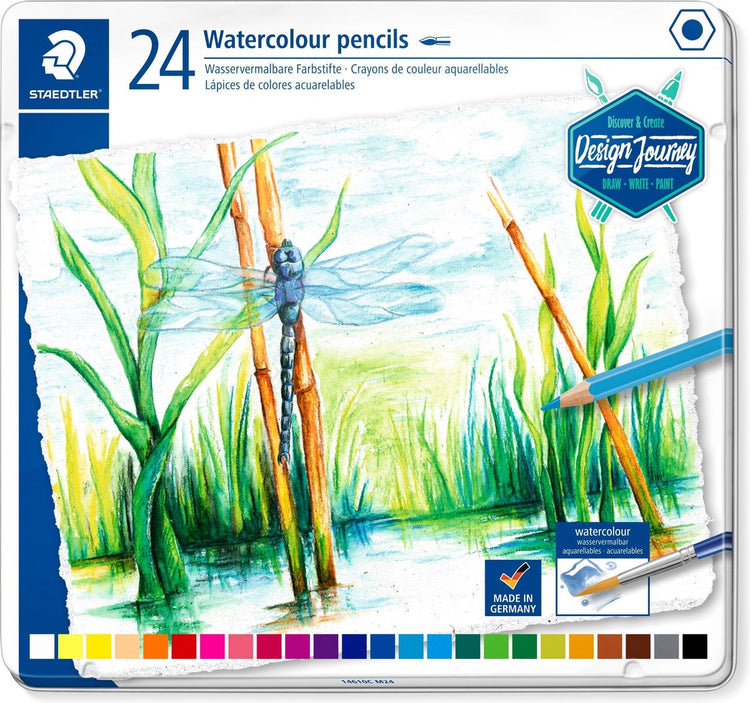Staedtler design Journey - crayons de couleur aquarelle - étui en métal 24 pcs