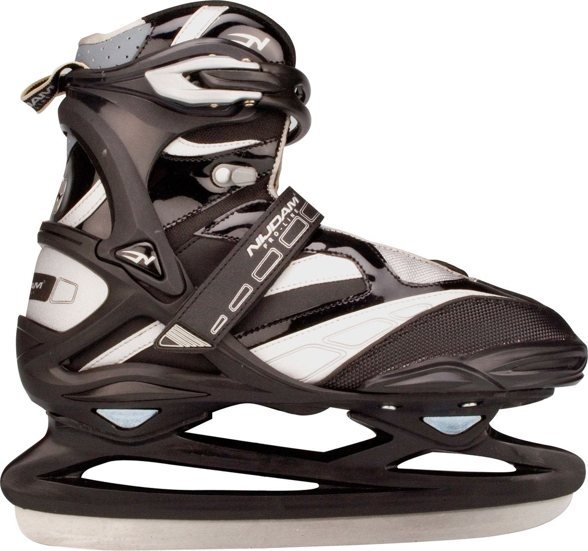 Nijdam patin de hockey sur glace pro-line - botte semi-souple - noir argent - 37