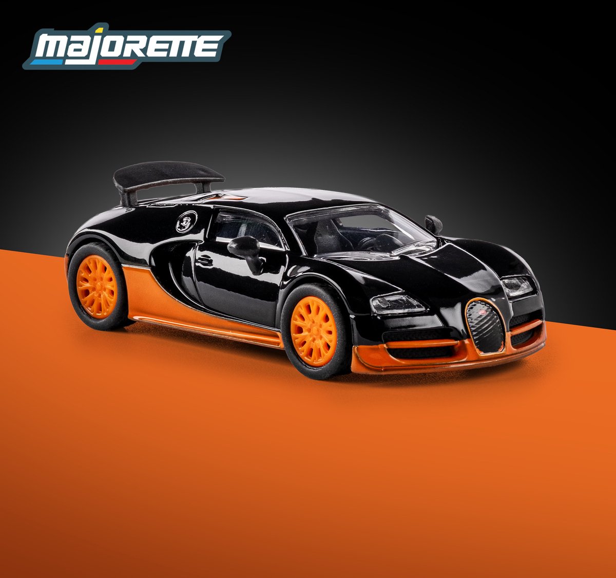 Majorette bugatti veyron 16.4 s.s. '05, noir orange (col.)