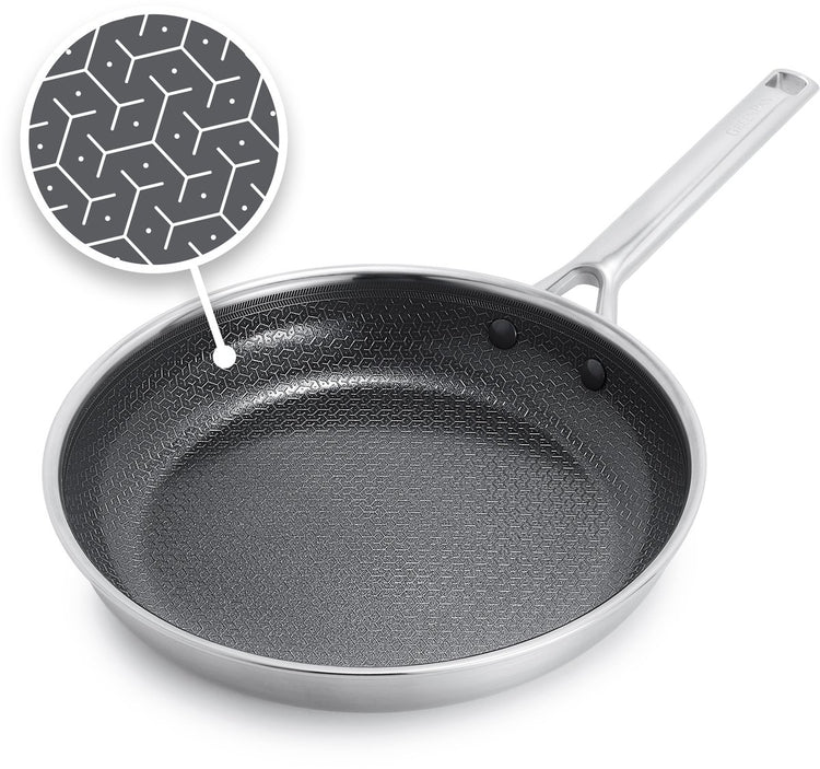 Poêle Greenpan apex 28 cm - nid d'abeille - céramique - sans PFA - poêle à induction - passe au four jusqu'à 220°c - passe au lave-vaisselle - poignées inox - inox