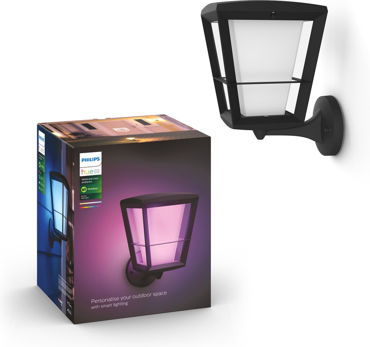 Applique Philips Hue Econic - lumière blanche et colorée - noir - haut