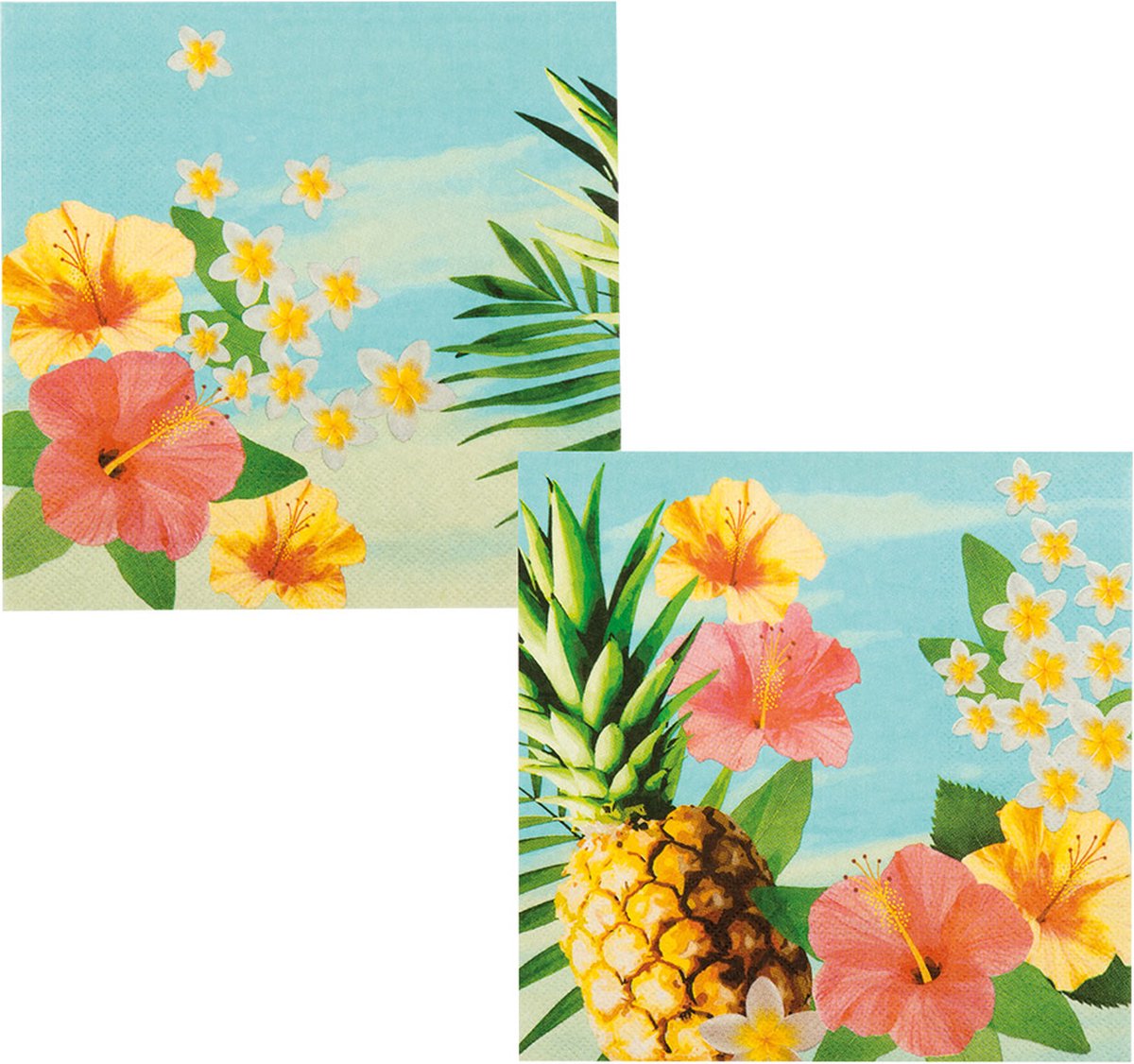 Boland - lot de 20 serviettes en papier paradis - tropical - hawaii - soirée à thème - garden party - anniversaire