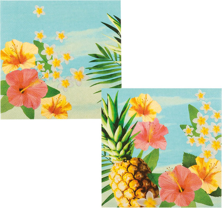 Boland - lot de 20 serviettes en papier paradis - tropical - hawaii - soirée à thème - garden party - anniversaire