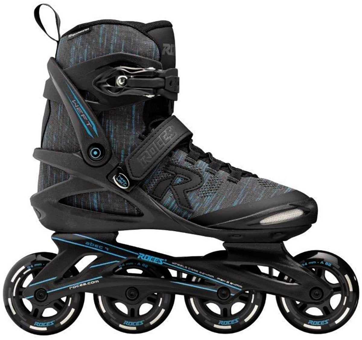 Roces fil de trame 84 rollers en ligne adultes – roues 4x84mm – rollers fitness – noir bleu – taille 42