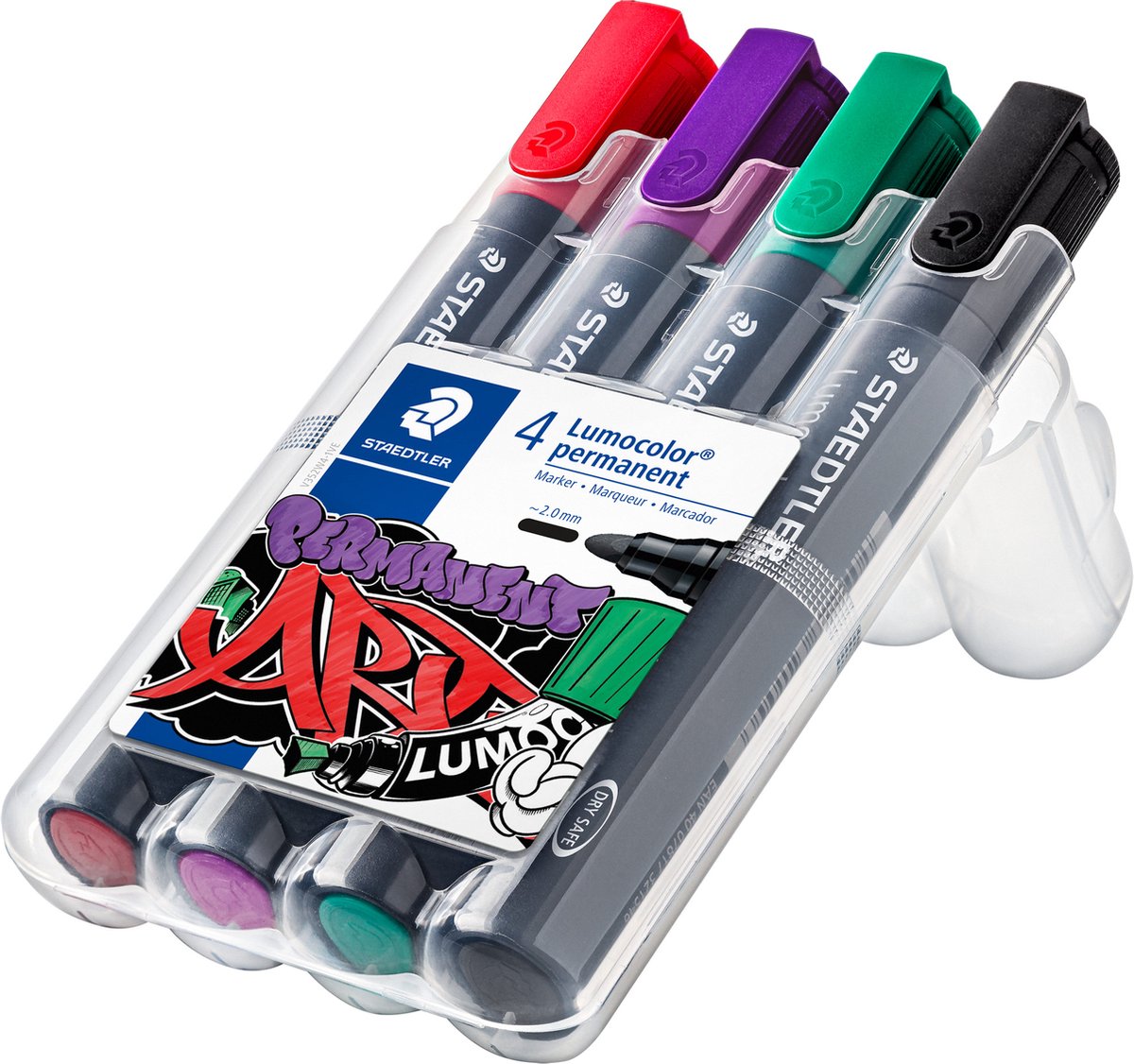 Staedtler marqueur permanent lumocolor pointe ronde - boîte 4 pcs