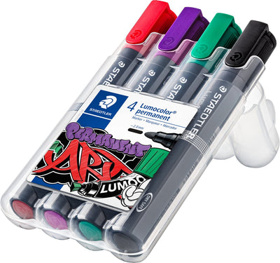 Staedtler marqueur permanent lumocolor pointe ronde - boîte 4 pcs