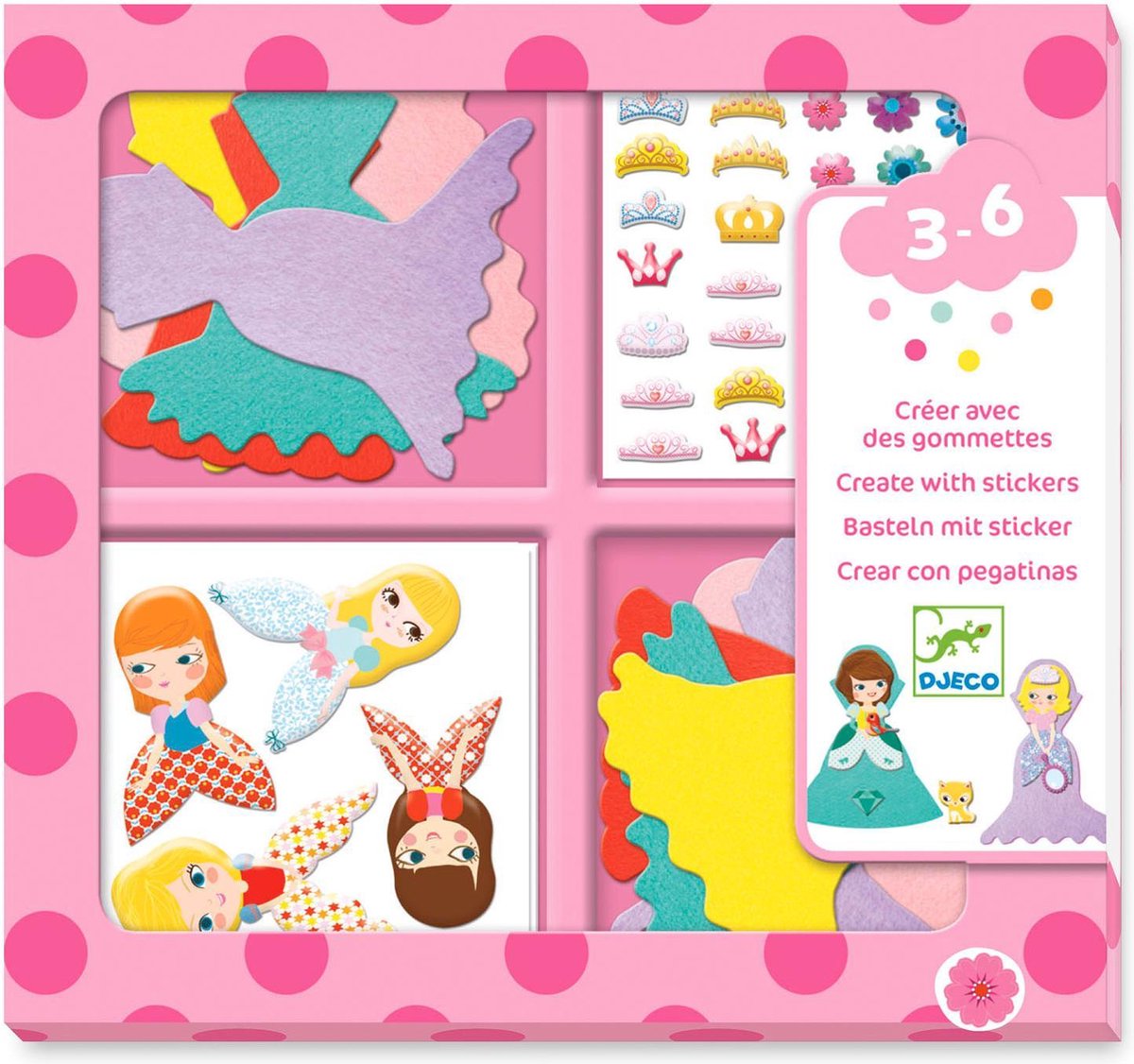 Djeco - créer un set artisanal avec des autocollants - princesses - 3-6 ans