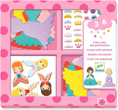 Djeco - créer un set artisanal avec des autocollants - princesses - 3-6 ans