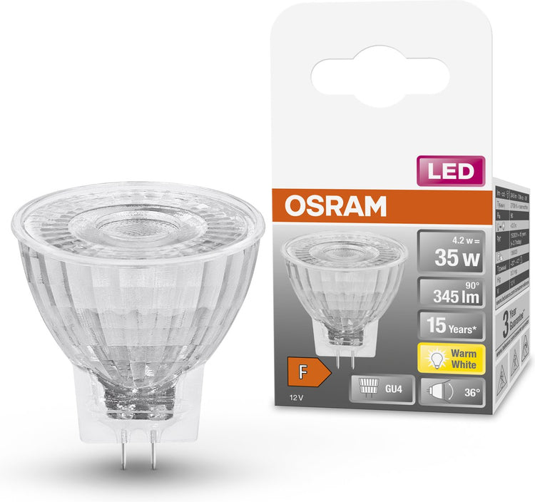 Lampe LED Osram - spot gu4 - 12v - 4,2w - 345 lumen - blanc chaud - non dimmable