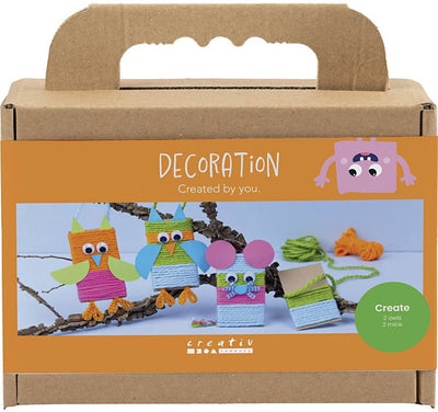 Creativ company mini hobby set décoration, souris et hiboux, différentes couleurs, 1 boîte