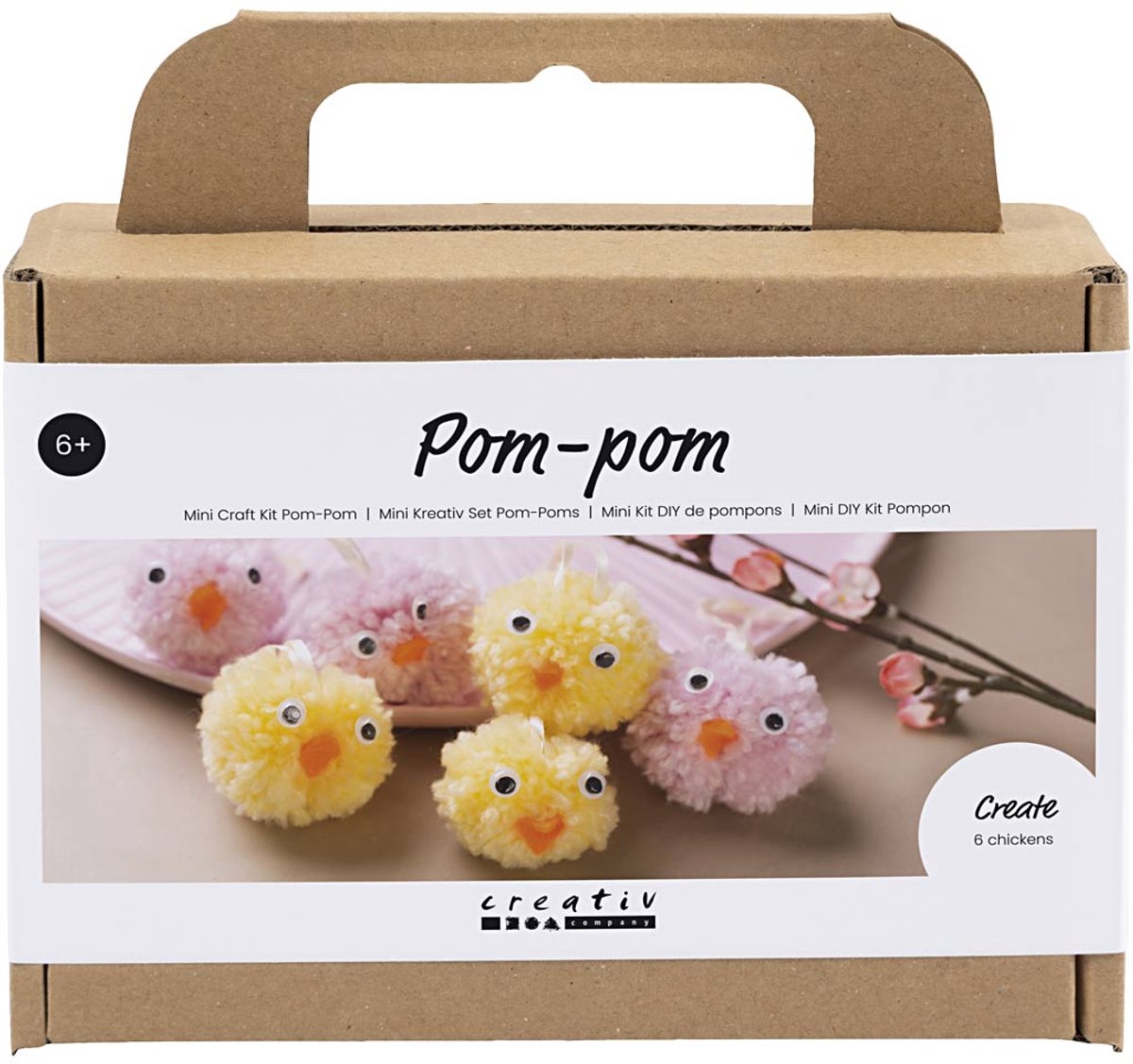 Creativ company mini hobby set pompon, poussins, différentes couleurs, 1 boîte