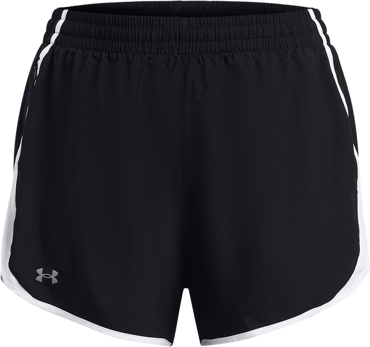 Under armour ua fly by 3'' shorts - pantalon de sport noir pour femme - réfléchissant noir et blanc