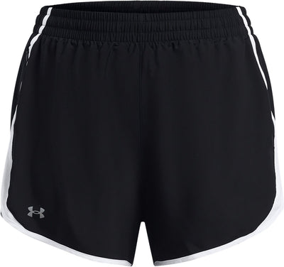 Under armour ua fly by 3'' shorts - pantalon de sport noir pour femme - réfléchissant noir et blanc