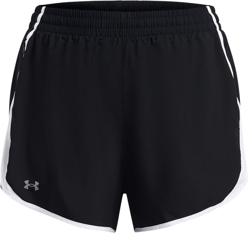 Under armour ua fly by 3'' shorts - pantalon de sport noir pour femme - réfléchissant noir et blanc