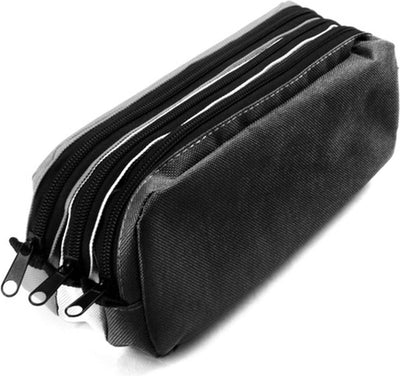 Trousse Kangaro - rectangulaire - 3 compartiments - 25 x 9 x 11 cm - noir blanc gris - k-56401