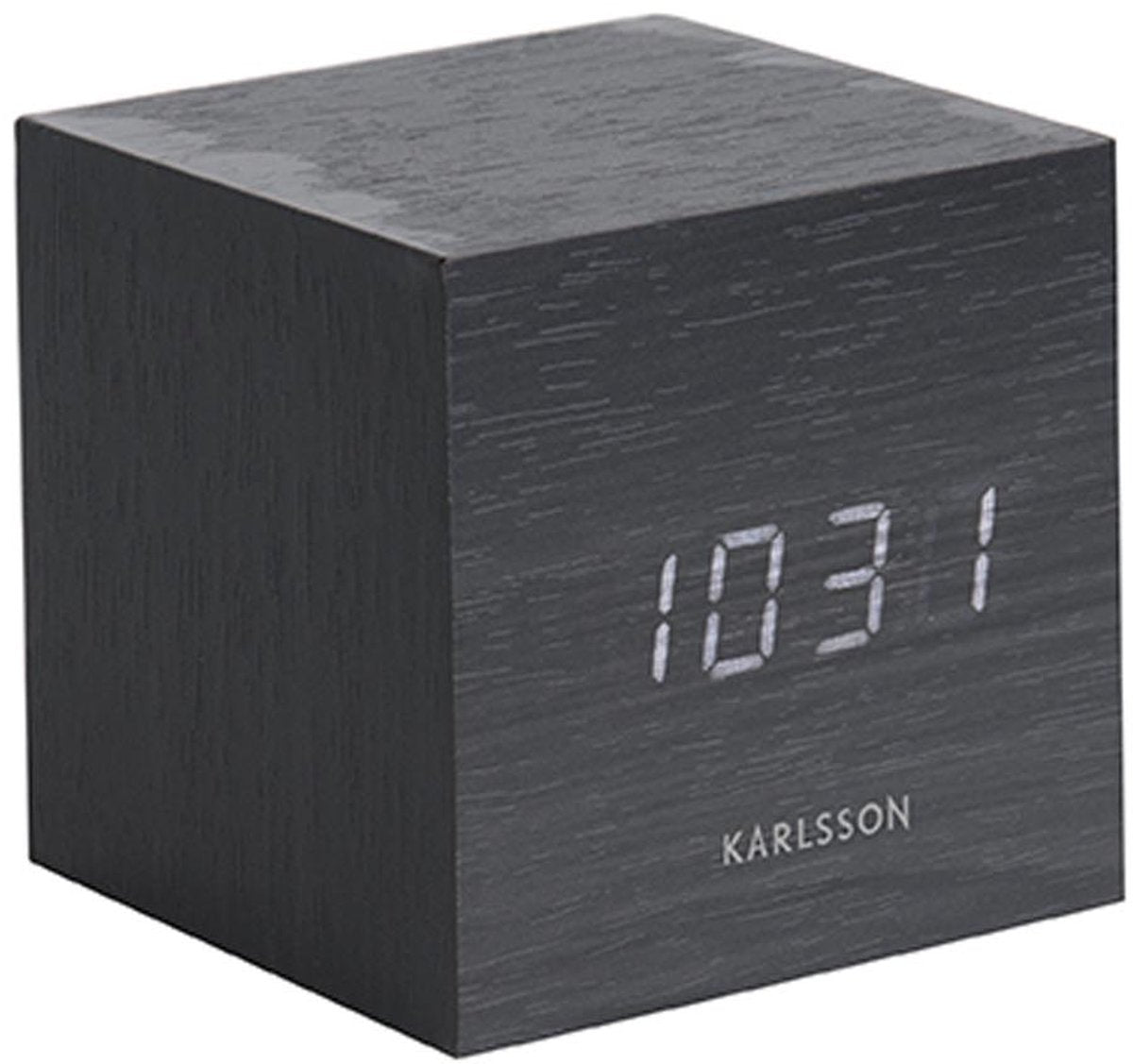 Karlsson réveil mini cube - placage noir, LED blanche - 8x8x8cm - scandinave - réveil pour chambre - réveils