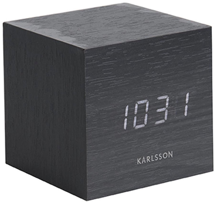 Karlsson réveil mini cube - placage noir, LED blanche - 8x8x8cm - scandinave - réveil pour chambre - réveils