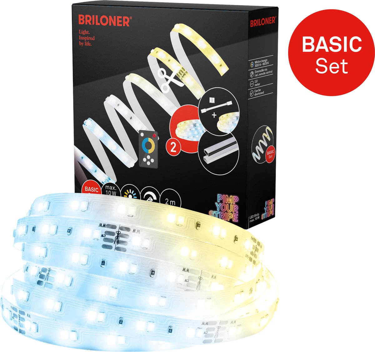 Briloner pimp your stripe starter set Bande LED 2m, CCT, télécommande