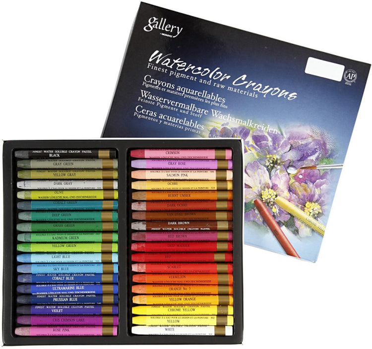 Crayons aquarelle Mungyo, l : 9,3 cm, différentes couleurs, 36 pièces, 1 boîte