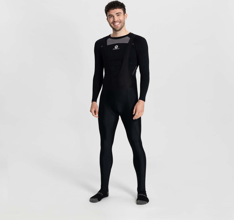 Rogelli core long cycling pants men - pantalon de cyclisme avec chamois et bretelles - noir - taille 3xl