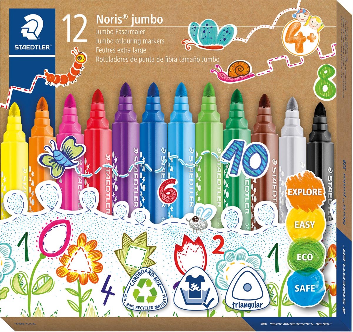 Staedtler feutre triangulaire noris jumbo 12 couleurs
