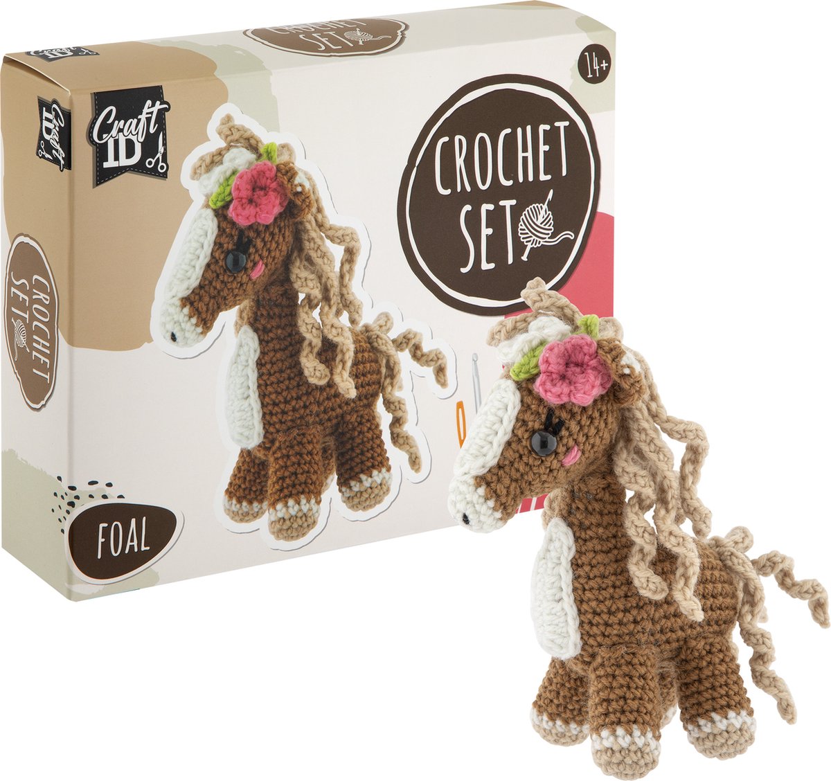 Kit de crochet de groupe créatif pour poulain - incl. aiguille et fil
