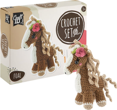 Kit de crochet de groupe créatif pour poulain - incl. aiguille et fil