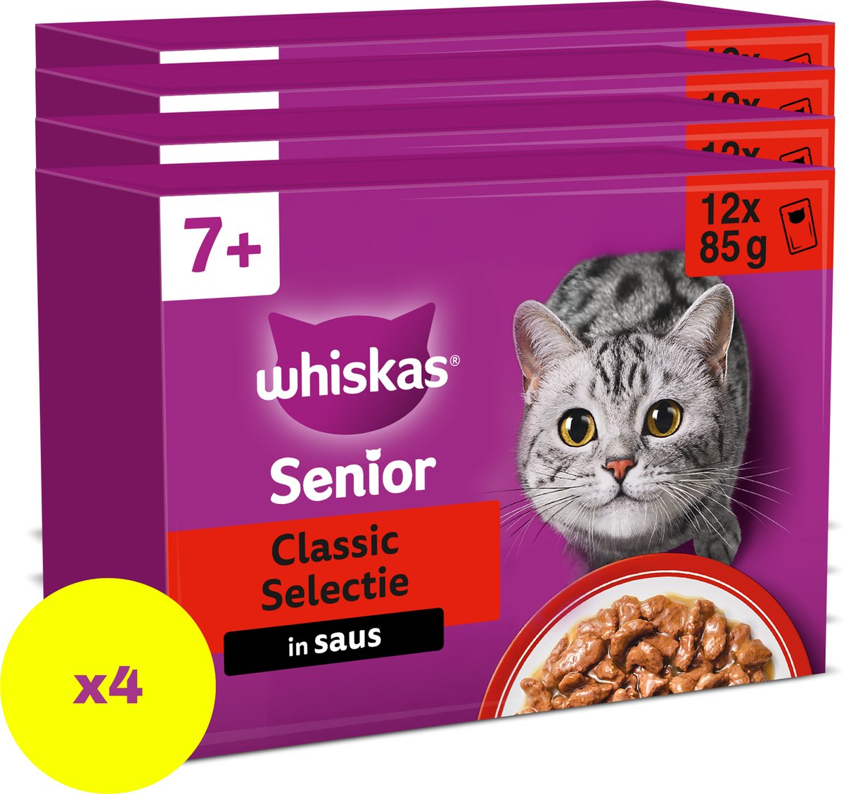 Whiskas Whis multipack pouch senior meat selection in sauce
