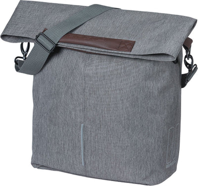 Basil City Shopper - sac à dos pour vélo, maille grise, 14-16L, cuir végétal, fermeture pliante résistante à l'eau, réflexion