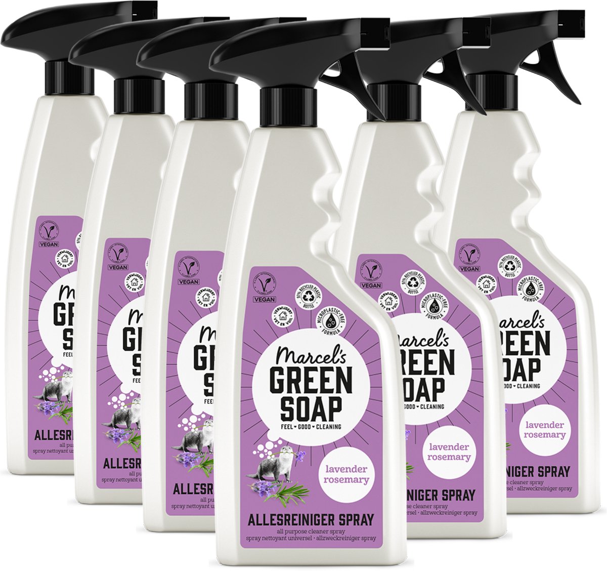 Spray nettoyant tout usage savon vert Marcel's - lavande romarin - 6 x 500 ml