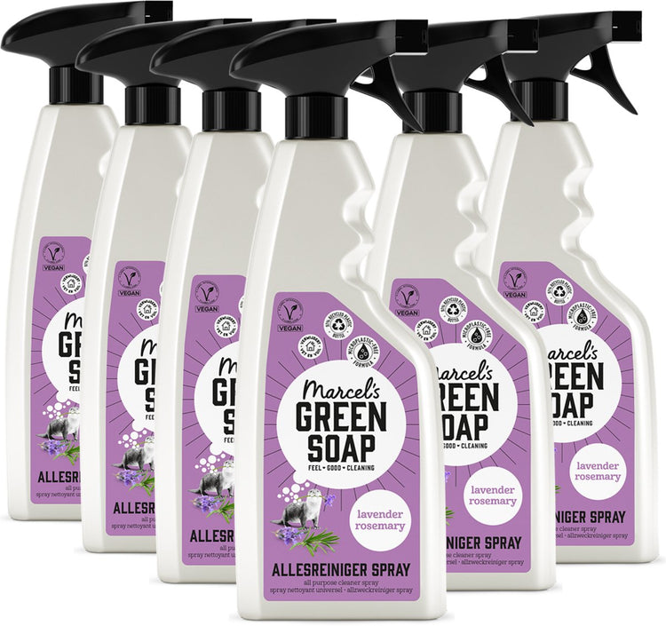 Spray nettoyant tout usage savon vert Marcel's - lavande romarin - 6 x 500 ml