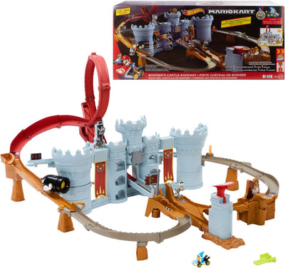 Hot Wheels Mario Kart Bowsers Castle - ensemble de circuits avec voiture jouet Kamek en métal