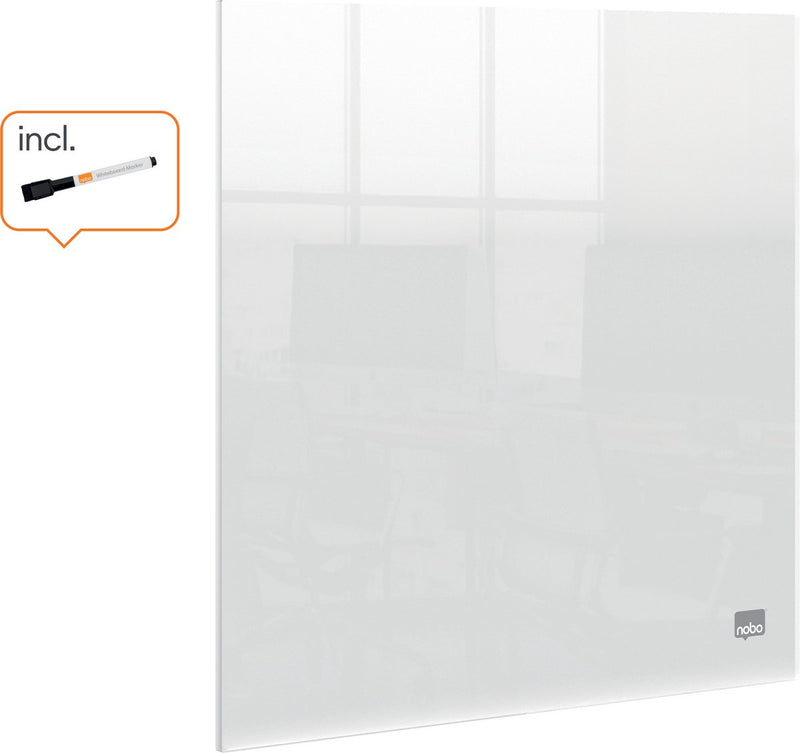 Tableau blanc portable mini A4 Nobo pour le mur - 30 x 30 cm - avec marqueur pour tableau blanc et matériel de montage - acrylique transparent