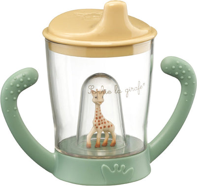Gobelet Sophie la girafe - gobelet pour enfant - étanche - gobelet anti-fuite - à partir de 6 mois - 200 ml - dans un coffret cadeau blanc - jaune vert