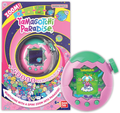 Bandai - tamagotchi paradise earth - animal virtuel à éduquer - tamagotchi avec molette de zoom - jouet interactif en anglais - modèle terre rose et verte - jouets enfant 6 ans et + - 43421