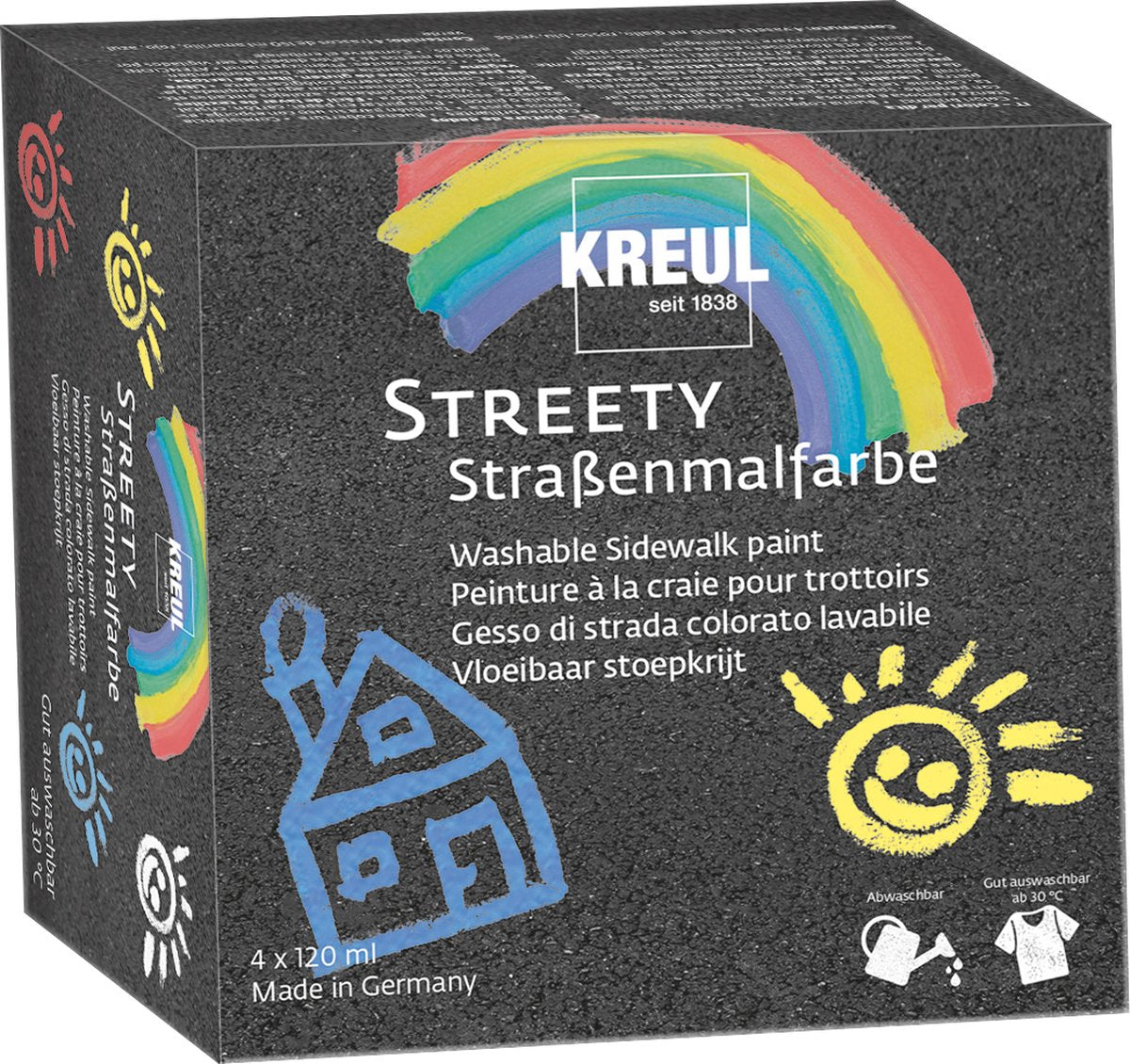 Creativ company kreul streety trottoir peinture pour trottoir ensemble 4x120 ml
